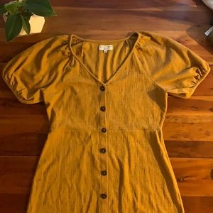 Madewell | mustard button front dress | sz L